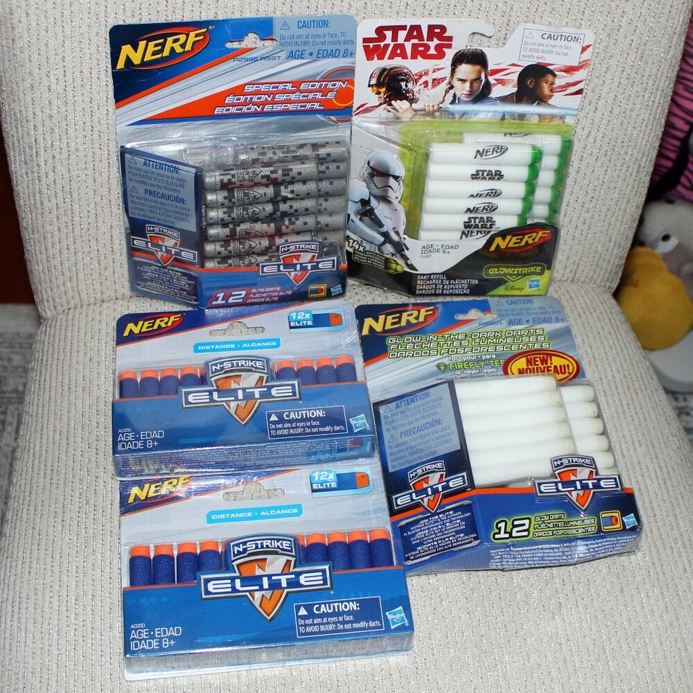 sealed❤️62x assorted NERF refill darts N-Strike Elite Glow-In-The-Dark Star Wars